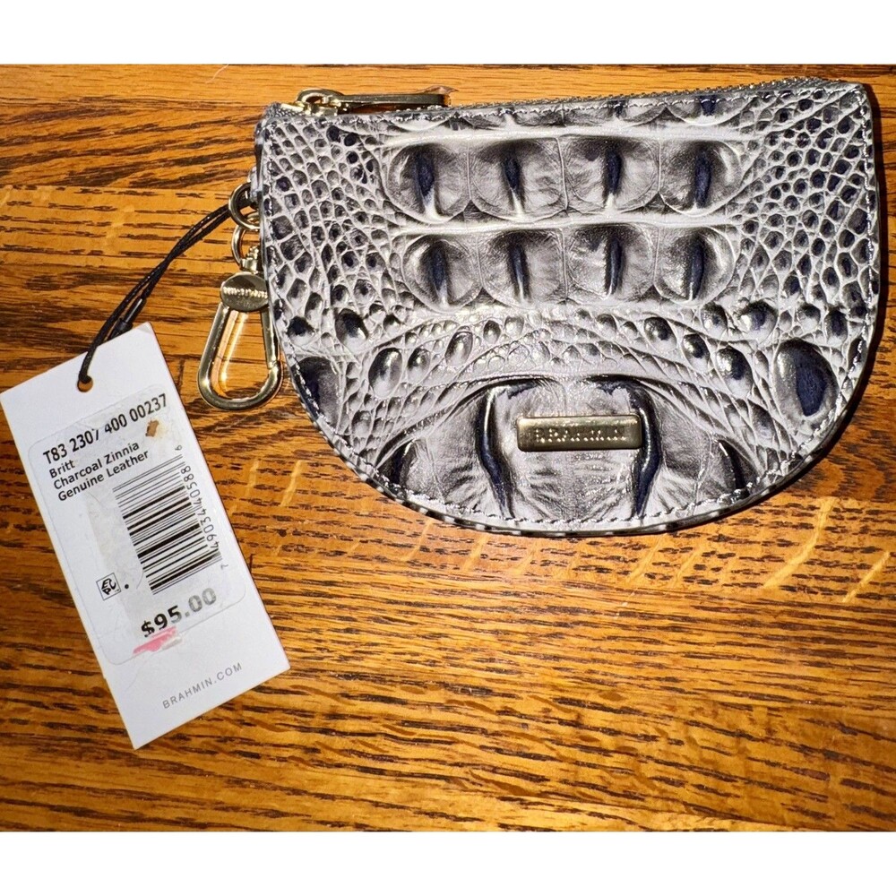 Brahmin Britt Melbourne Leather Coin Wallet in Charcoal Zinnia - NWT
